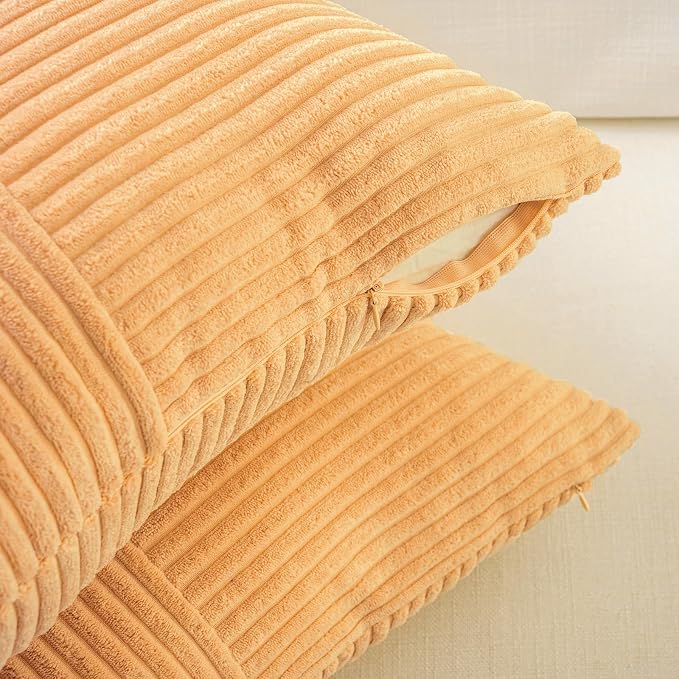 Fancy Homi Gold Yellow Long Lumbar Decorative Throw Pillow Covers 16x24 Inch for Living Room Couch Bed, Boho Farmhouse Fall Home Decor, Soft Corduroy Corss Textured Cushion Case 40x60 cm