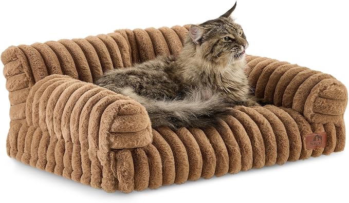 Hollypet Small Dog Large Cat Bed Puppy Couch Beds for Pets up to 25 lbs | Fluffy Dog Cat Couch Plush Soft Warming Pets Beds with Machine Washable Cover and Non-Slip Bottom