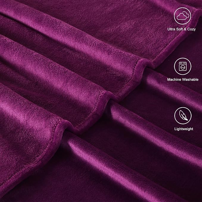 TASTHROW Purple Throw Blanket 60x80 Inches | Soft Plush Cozy Fleece Flannel Throw Blanket, Lightweight Warm Throws for Bed, Couch, Bedroom and Living Room, All Seasons