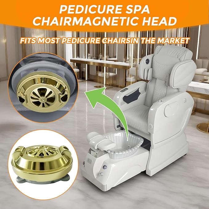 Universal for Pipeless Magnetic Jet Head Motor for LURACO Jet Motor Pedicure spa Chair Part Magnetic Head BF-004 Pedicure spa Tubs Includes Propeller and Cap Gold