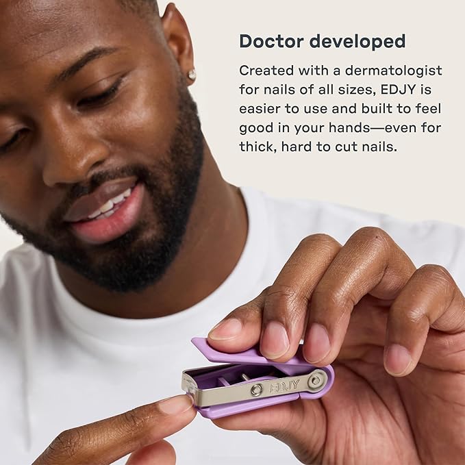 EDJY Fingernail Cutter - Precision Stainless Steel Nail Cutter for Fingernails | Sharp Blade, Ergonomic Design, Durable & Rust-Resistant | Ideal for Men and Women | Lilac