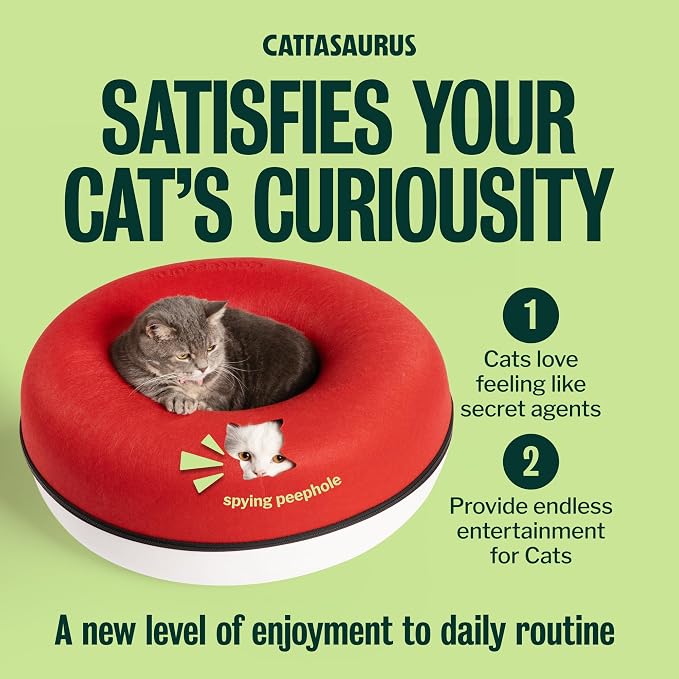 Peekaboo Cat Cave, Extra Spacious for Multiple & Large Cats 12+ lbs, Scratch Detachable Cat Beds for Indoor Cats, Washable Tunnel Bed, Comfy Donut Tunnel (Ruby Snowball, Jumbo)