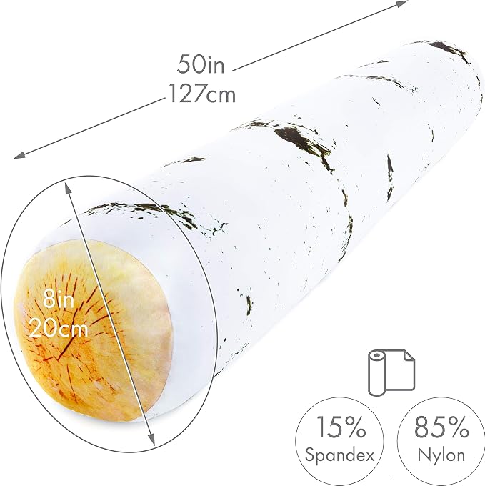 Log Birch Microbead Body Pillow - Straight Long Pillows for Comfort or Use During Pregnancy- Spandex 85% / Nylon 15% - Spongy Cooling Hypoallergenic Outer Fabric - 50" X 8" - Side Sleepers