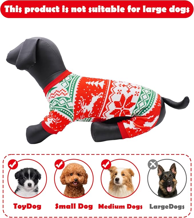 PET SHOW 4 Pack Christmas Fleece Dog Pajamas Warm for Extra Small Dogs | Soft stretchy dogs onesies,boy girl pjs with sleeve,holiday jumpsuit costume for small pets cats,XS