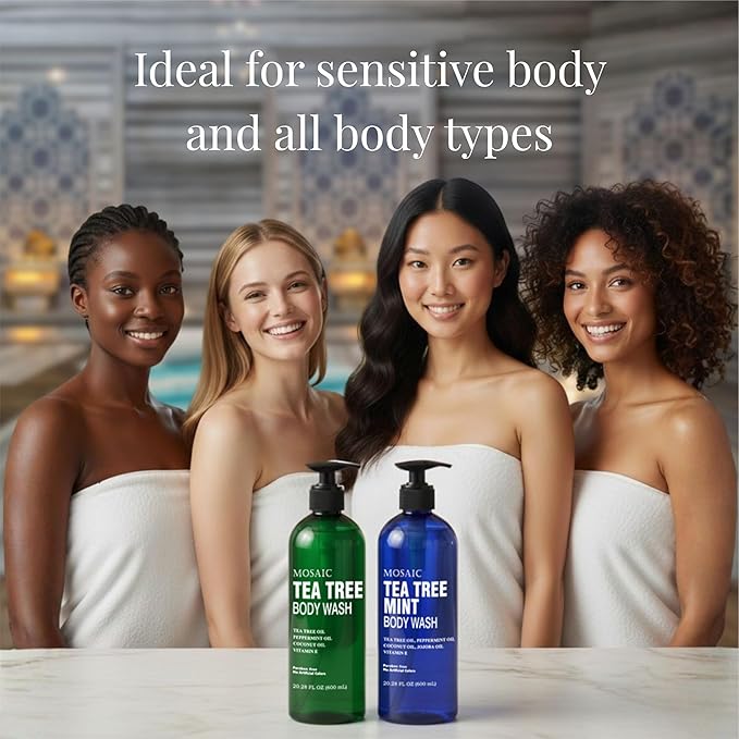 AnatoliaDaphne Tea Tree Body Wash and Shower Gel with Vitamin E for Jock Itch, Eczema, Ringworm, Body Odor, Body Wash Women & Men with Added Body Oils,LARGE 20.2 FL Oz Bottle (Tea Tree, Pack of 3)