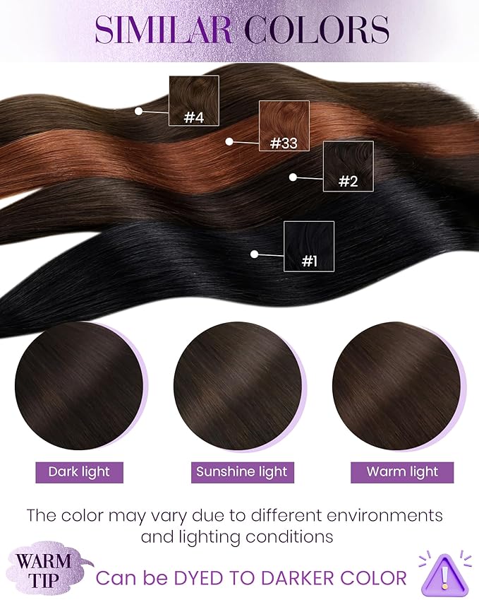 LaaVoo U tip Hair Extensions Human Hair Dark Brown K Tip Hair Extensions Real Human Hair Hot Fusion KTips Extensions Brown 14 Inch 1g 50s/50g