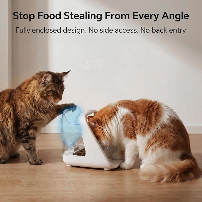 Microchip Pet Feeder - Rechargeable Selective-Automatic Cat Feeder with RFID & Microchip Recognition - Stainless Steel Bowl - Prevents Food Stealing in Multi-Cat Homes - for Wet and Dry Food