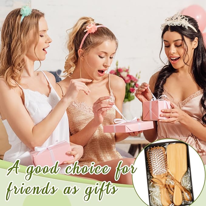 Tessco for you 12 Pcs Bamboo Hair Brushes Bulk Wooden Paddle Brush Scalp Massage Bristle Anti Static Engraving DIY Gifts for Women, Party, Wedding(7.87'' X 2.56'',White)