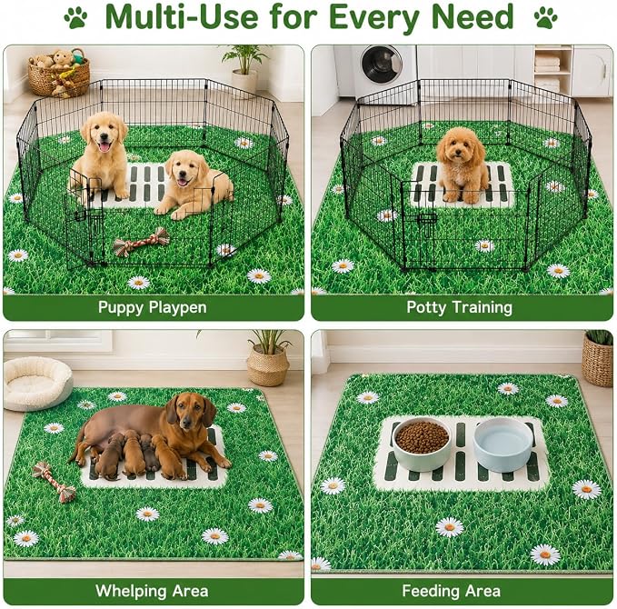 Aitmexcn Washable Pee Pads for Dogs, 2 Pack Lawn Puppy Pads, 31'' x 36'' | Highly Absorbent, Waterproof Layer, Machine Washable, Non-Slip Bottom, For Puppy Training and Crates