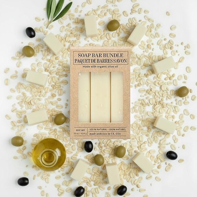 Olivia Care Exfoliating Bar Soap Pack by – 100% Natural & Organic - Infused with Shea Butter & Oats - Deep Clean, Refreshing, Moisturizing & Hydrating - Triple-Milled - X 5 OZ Oatmeal Shea Butter 3 Count (Pack of 3)