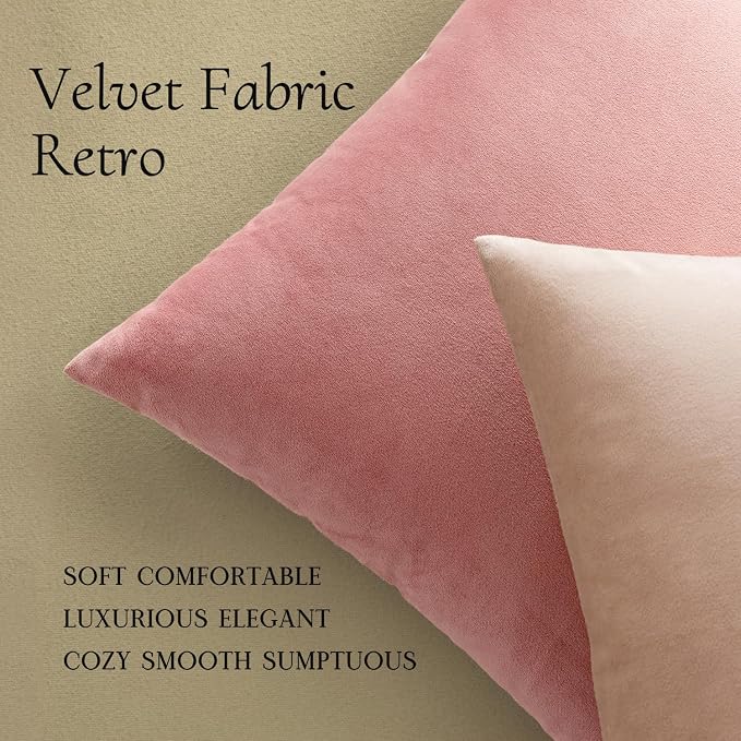 MIULEE Velvet Throw Pillow Covers 18x18 Inch Pack of 2 Dusty Pink | Soft Solid Decorative Pillow Covers, Modern Luxury Home Decor, for Couch Chair Sofa Bedroom Livingroom