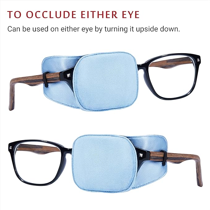 Astropic Silk Eye Patch for Adults Kids Glasses to Cover Either Eye (Medium, Sky Blue)
