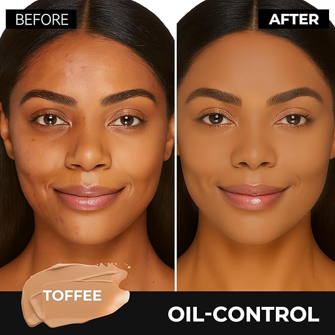 FV Matte Waterproof Foundation-Longwear Transfer-Proof, with Medium to Full Coverage, Oil-control & Lightweight, Liquid Foundation Makeup for Normal/Oily skin, 30g,Toffee