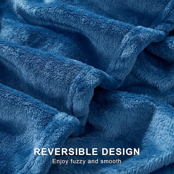Hansleep King Mineral Blue Fleece Blanket, Soft Flannel Bed Blanket | Fuzzy Cozy Blanket 90x108 Inches, Multi-use for Bed, Sofa, Couch, Travel, Camping, All Season Warm Lightweight Cover
