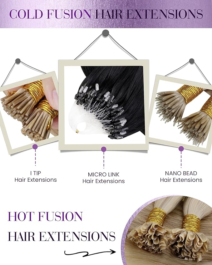 LaaVoo Microlink Hair Extensions Human Hair 18 Inch Brown Micro Loop Extensions Real Human Hair Brown Micro Ring Hair Extension 50s 50g
