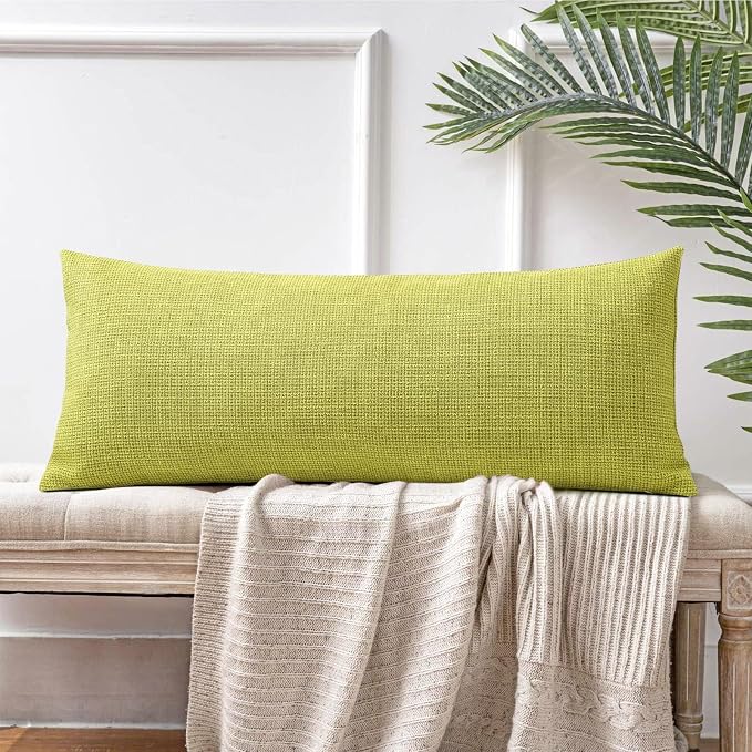 OTOSTAR Linen Throw Pillow Cover Set of 1 Decorative Long Lumbar Pillowcase Rectangle Cushion Cover 14x36 Inch for Home Decor Sofa Bedroom Car 35 x 90CM Sage Green