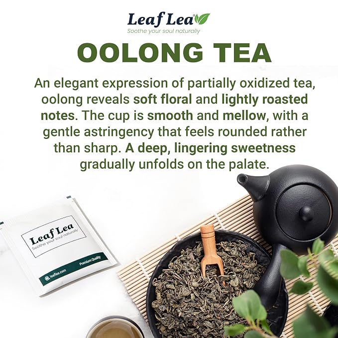 LeafLea Oolong Tea Bags, Post-Meal Comfort & Daily Ease, 80 Count | Te Oolong From Whole Camellia Sinensis Leaves, Mellow Golden Cup, Caffeinated, Sugar-Free, Individually Wrapped