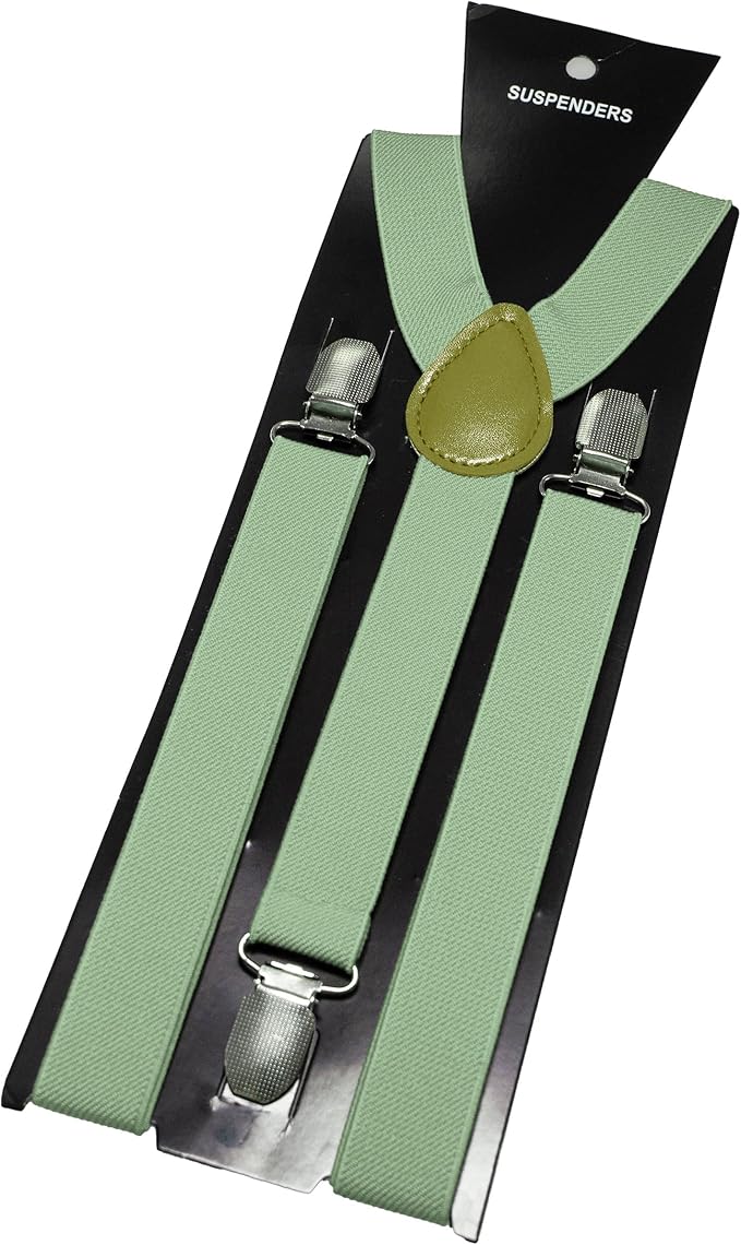 JEMYGINS Solid Color Mens Suspender with 3 Strong Clips Adjustable Braces