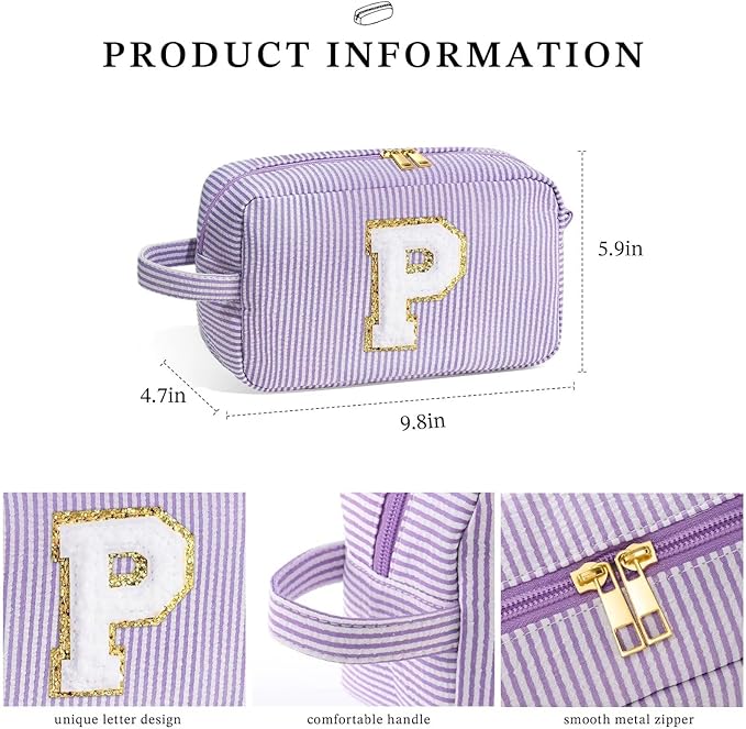 YOOLIFE Gifts for Friends - Personalized Best Friend Birthday Gifts for Women Her Friend Friendship, Sister Gifts from Sister, Personalized Monogram Initial Purple Makeup Bag Cosmetic Toiletry Bag F