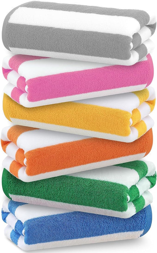 Antfuny 6 Packs Oversized 72x40 Inch Stripe Beach Towel Thin Set Extra Large XL Big Clearance Soft Super Pool Travel Bath Swim Camping Accessories Essentials Towels Bulk Men Women Adults Gift