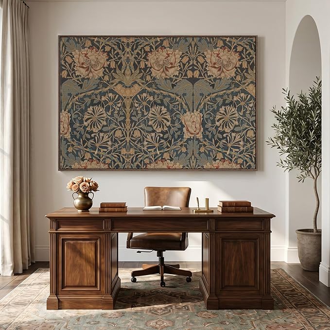 Extra Large Framed William Morris Wall Art for Living Room, Oversized Vintage Painting Print Canvas Artwork for Walls, Horizontal Floral Botanical Picture Bedroom Hallway Office Wall Decor, 72x48 Inch