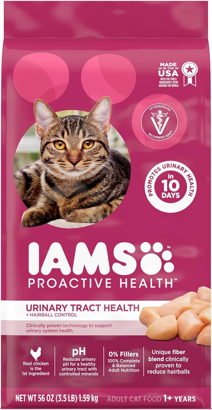 IAMS Proactive Health Urinary Tract Health Dry Cat Food, Chicken, 3.5 lb | Veterinarian-recommended, real chicken #1 ingredient, reduces urinary pH, antioxidants, antioxidants for immune support