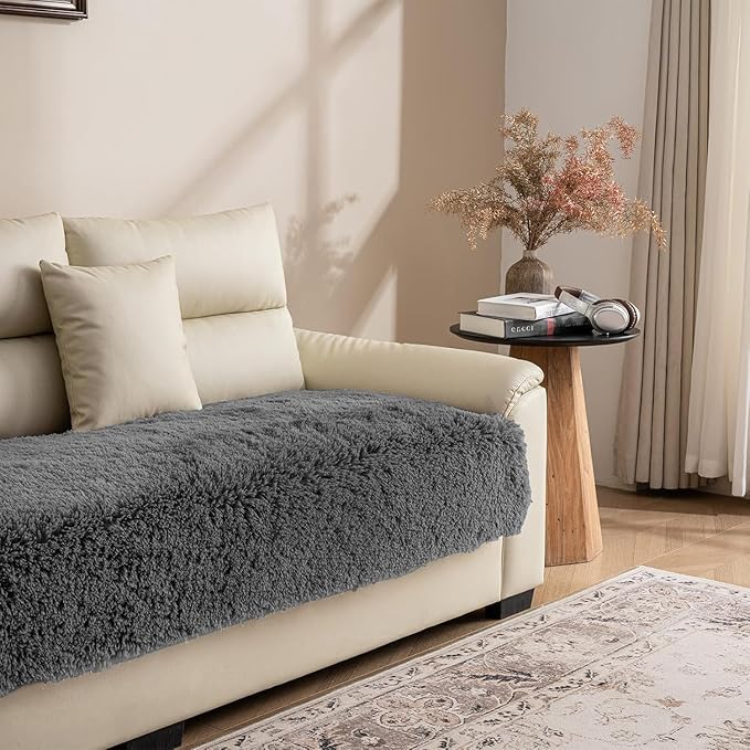 Dogs/Cats Bed Mats, Dog Pad Washable Removable Couch Cover with Anti-Slip Back, Plush Long Fur Mat, Perfect for Small, Medium and Large Dogs.(Dark Gray, 30"x53")