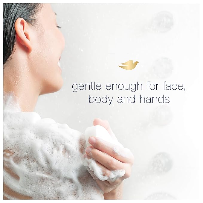 Dove Beauty Bar Gently Cleanses and Nourishes Sensitive Skin Effectively Washes Away Bacteria While Nourishing Your Skin, White, 3.75 Oz, 6 Count
