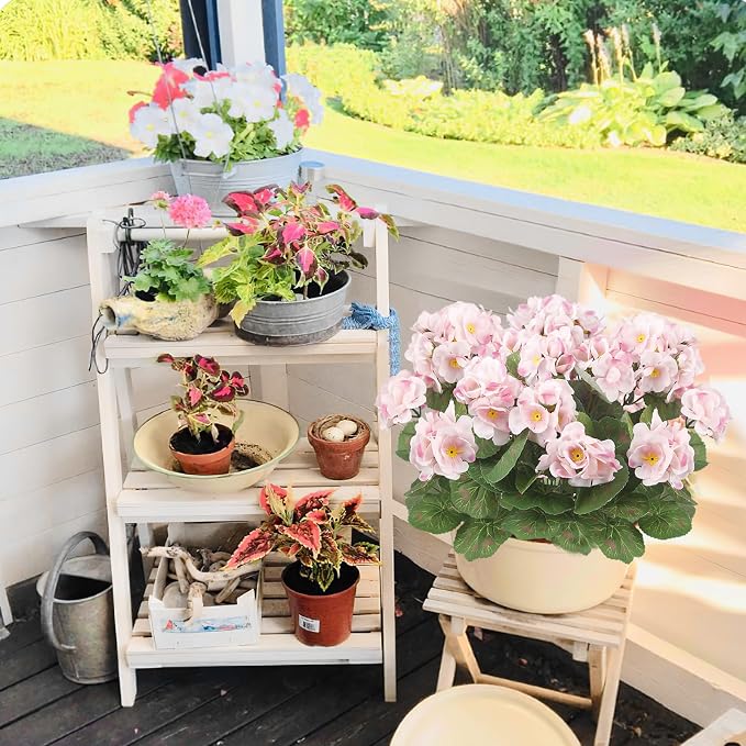 CISDUEO 4 Pcs Artificial Geranium Outdoors Silk Flowers Outside Light Pink | UV Resistant Fake Geraniums Bush Faux Flowers for Planter Outdoor Decor Indoor Garden Patio Table Centerpiece