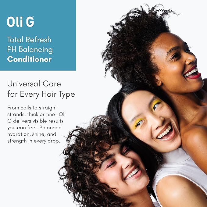Oli G Total Refresh pH Balancing Hair Conditioner – Lightweight Daily Conditioner for All Hair Types – With Marula Oil, Shea Butter, Botanical Proteins – Detangles, Softens & Smooths – 38.8 fl oz