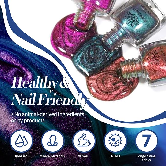 Born Pretty Cat Magnetic Eye Nail Polish Set,5 Colors Quick Dry Holographic Chameleon Cat Magnetic Eye Nail Lacquer Galaxy Effect with Black Nail Polish Magnet Stick,Manicure Home Gift for Women