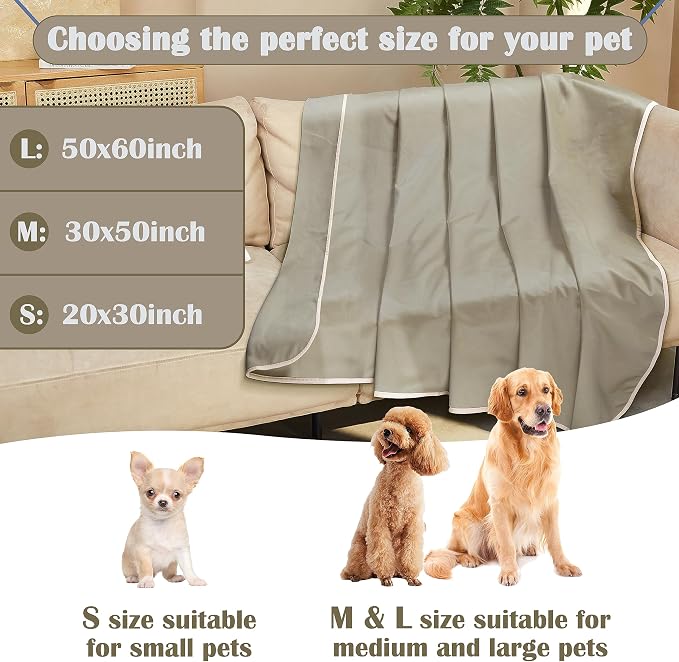Kritter Planet Waterproof Cooling Dog Mat, Soft Pet Blanket for Summer, Lightweight Outdoor Mat, Reversible Furniture Cover, 20 x 30 inch, Taupe