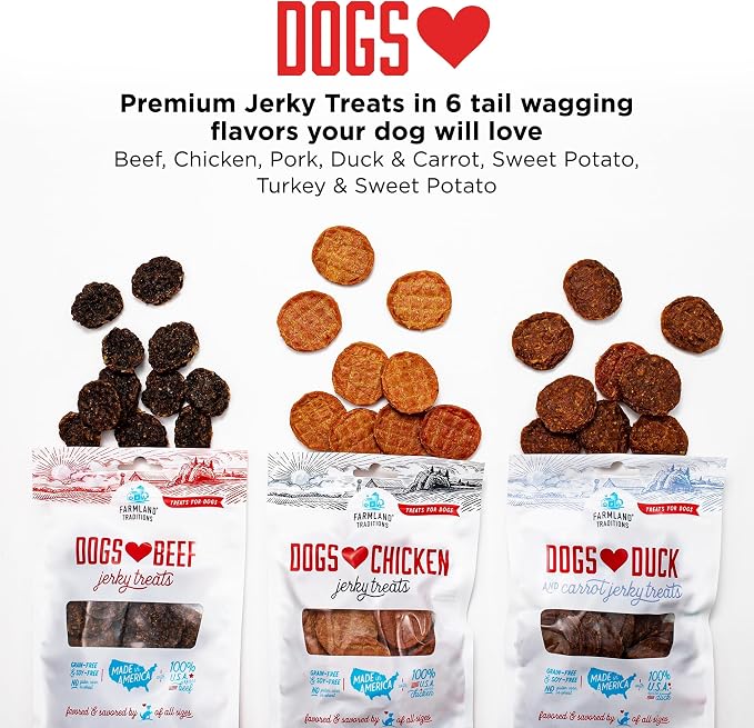 Dogs Love Beef Jerky Dog Treats 3 Ingredients Grain Free 5 oz | Made in the USA, soft and chewy, healthy dog snacks, training treats for small medium and large breed dogs and puppies