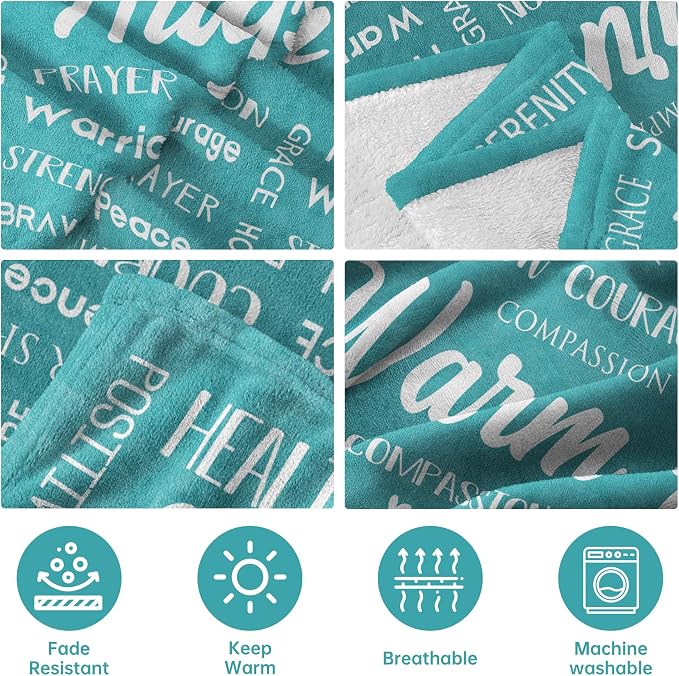 Warm Hugs Healing Blanket, Get Well Gifts for Women Men | Cancer Care, After Surgery, Thinking of You Gift, Sympathy Inspirational Blankets, Soft Throw Blanket 50" x 60"