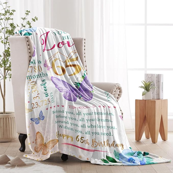 65th Birthday Gifts for Women, 65 Year Old Birthday Gifts for Women, Best Present for 65 Year Old Woman, 1961 Bday Present for Woman, 65th Bday Decorations for Female Throw Blanket 50"X60"