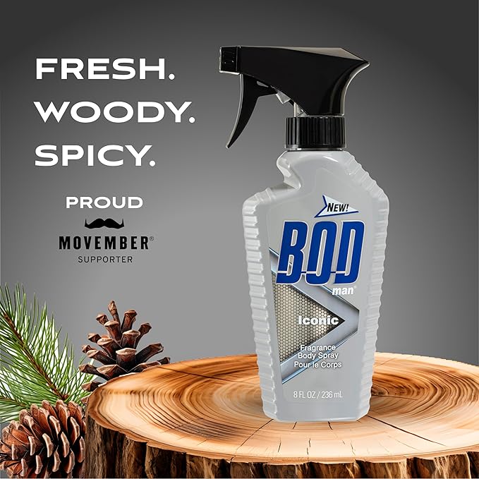 BOD man Fragrance Body Spray, Iconic, 8 fl oz