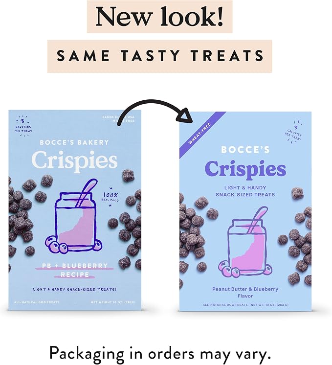 Bocce's Bakery PB + Blueberry Crispies Low-Calorie Wheat-Free Dog Treats,10 oz,(Pack of 2)