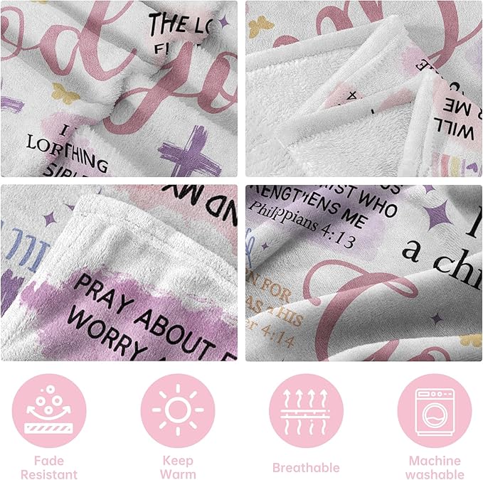 Baptism Gifts for Girl, Christian Blanket, Teen Girl Gifts Trendy Stuff | Christian Birthday Gifts for Teen Girls, Women, I Am a Child of God Blanket, First Communion Gifts for Girls(80 * 60)