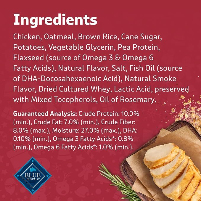 Blue Buffalo Santa Snacks Chicken Dog Treats, 4.5 oz | Limited-Time Holiday Treat, Soft-Moist Training Bits, Seasonal Shapes, No Chicken By-Product, Corn, Wheat, or Soy