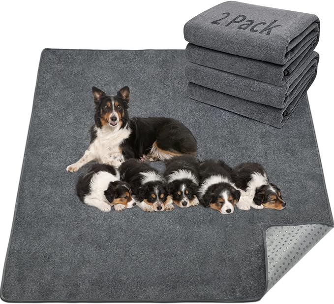 LOOBANI Washable Pee Pads for Dogs, 2 Pack Fast Absorbent Dog Mats,31"x36" | Leak-Proof and Non-Slip Reusable Puppy Pads, Machine Washable, Whelping Pads for Crate, Playpen, Incontinence, Housebreaking