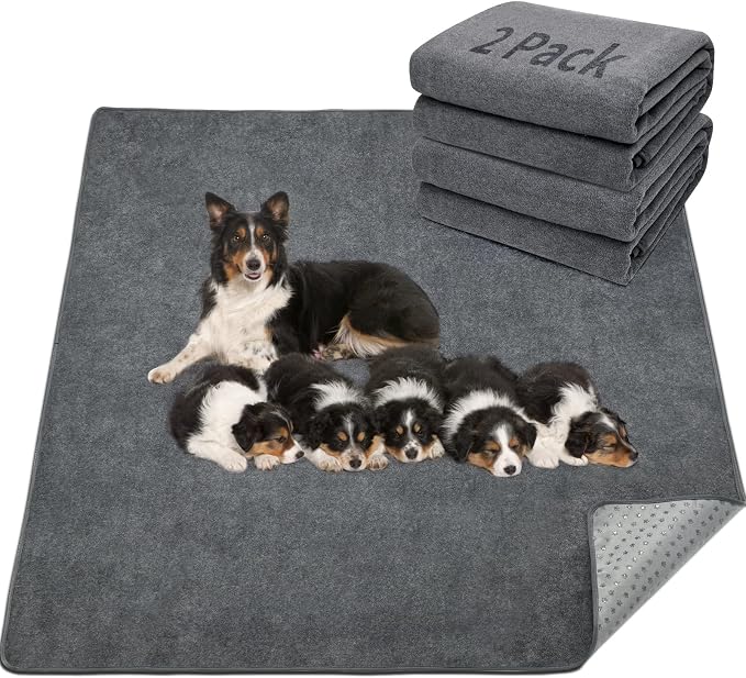 LOOBANI Washable Pee Pads for Dogs, 2 Pack Fast Absorbent Dog Mats,72"x72" | Leak-Proof and Non-Slip Dog Pee Pads Washable, Machine Washable, Extra Large Whelping Pads for Crate, Playpen, Housebreaking