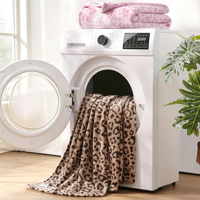 PU MEI Brown Leopard & Cheetah Print Fuzzy Flannel Blanket, Double Sided Ultra Cozy Super Soft Lightweight Animal Throw Blanket for Sofa, Couch, Bed, 60" x 80" inches