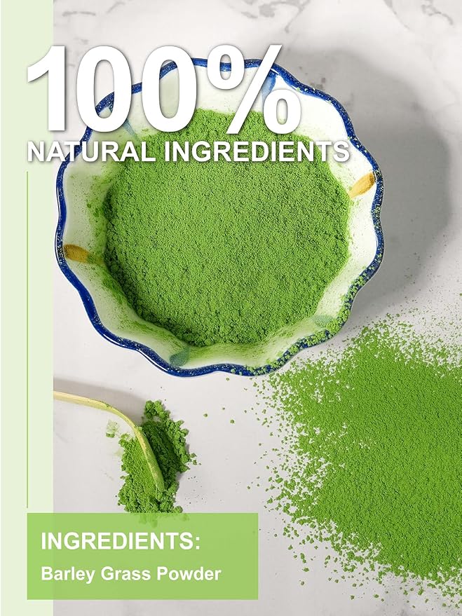 TeeLux Barley Grass Powder, 16oz, Mild & Smooth Taste, Ideal for Smoothies, Juices, Drinks, Hot or Iced Tea