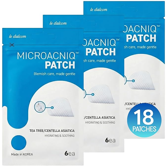 le dalcom Korean Micro-darts Patch, Early Stage Blemish Patches, Acne Care, Salicylic Acid, Tea Tree & Cica, Individual Blister Package (18 Patches)