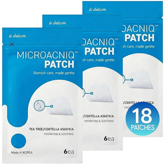 le dalcom Korean Micro-darts Patch, Early Stage Blemish Patches, Acne Care, Salicylic Acid, Tea Tree & Cica, Individual Blister Package (18 Patches)