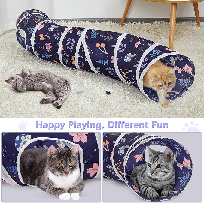 Glittme S-Shape Cat Tunnel, Foldable Cat Tunnels for Indoor Cats
