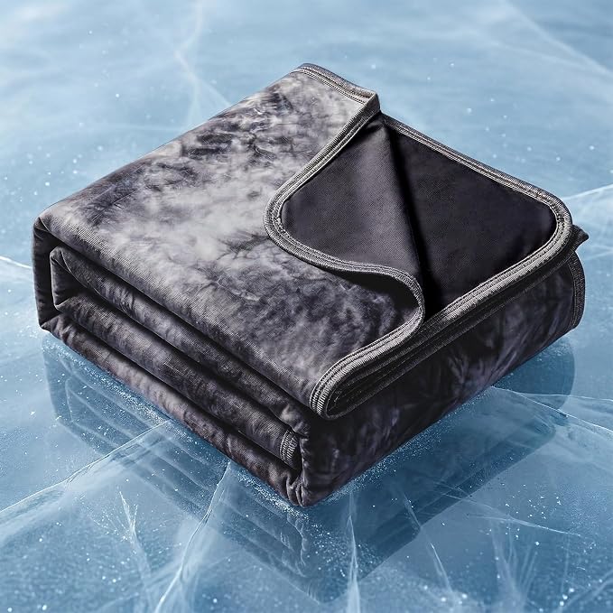 Cooling Blanket Throw 50"x70" for Hot Sleepers | Cold Summer Soft Blanket for Bed Couch and Travel Absorbs Heat Q-Max>0.35 Cool Lightweight Throw for Night Sweats Menopause