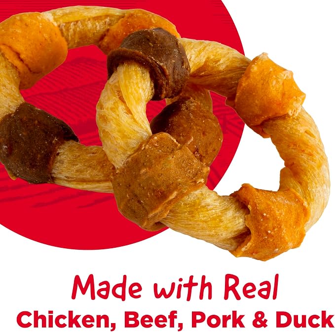 Country Kitchen Rawhide Free Kabob Rings 4 Flavor Variety Pack, 5 Count | Protein Dog Treats,Made with Real Chicken, Beef, Pork, and Duck, Chewy, Airy Texture