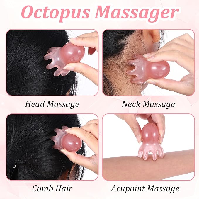 ElevateTech Head Massager Tool Scalp Comb, 2 Pcs Head Massager Comb and 1 Pcs Six Claw Manual Hair Scalp Massagers Gua Sha Tool Resin Hair SPA Acupressure Tools for Mother‘ Day Birthday Gifts