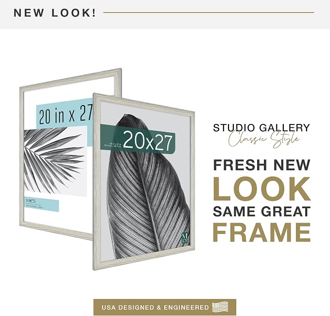 MCS Studio Gallery 20x27 Poster Frame Gray Woodgrain Engineered Wood, Vertical & Horizontal Wall Hanging Large Picture Frame for Photos, Posters & Art Prints (1-Pack)